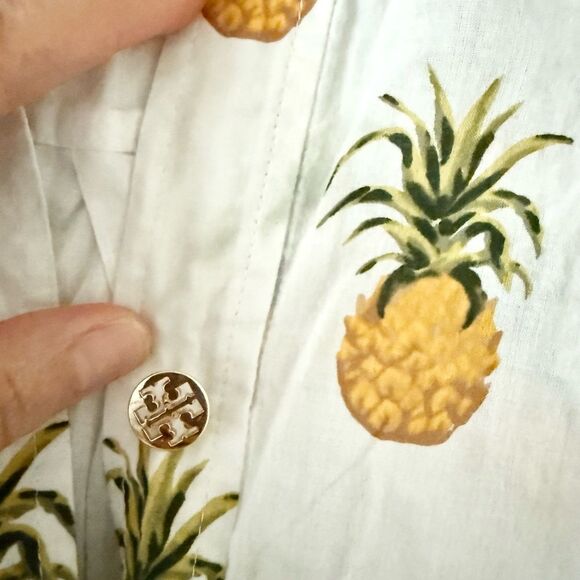 Tory Burch Mira Cotton Beach Shirt in Pineapple Print - Size XS - Picture 10 of 11